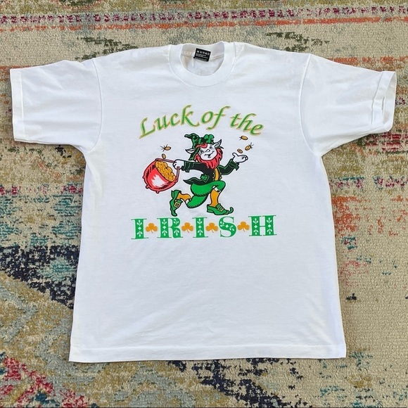 Vintage 90s Luck of the Irish St. Patrick's Day Ireland 1990s Tee Top Tshirt - Picture 1 of 5